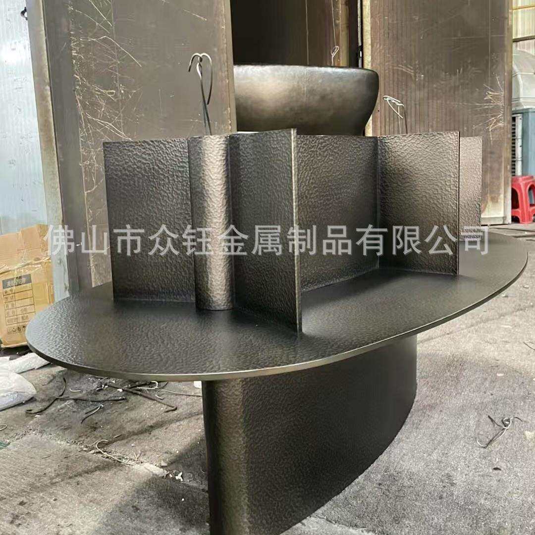 酒吧艺术小吧台纯手工锤纹上下双层哑光黑金品酒台