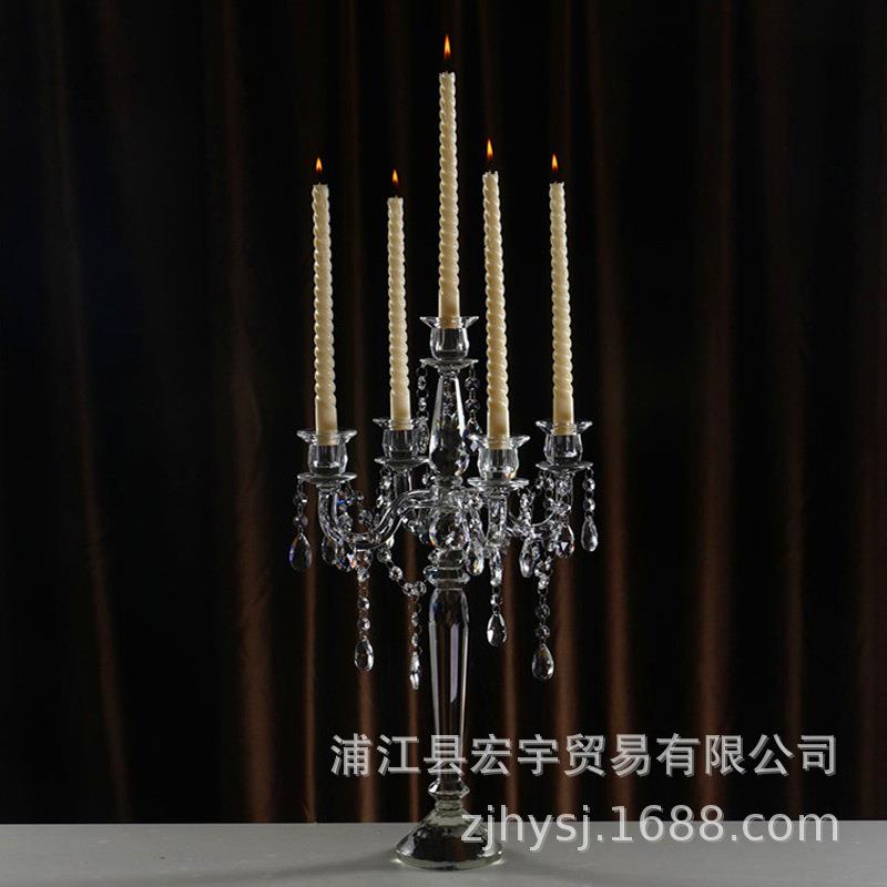 欧式烛台婚庆婚礼道具九头水晶l蜡烛台西餐厅装饰路引摆件软装