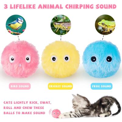 Pet Smart Fun Cat Toy Ball Simulate Birds Frog Sound Electri