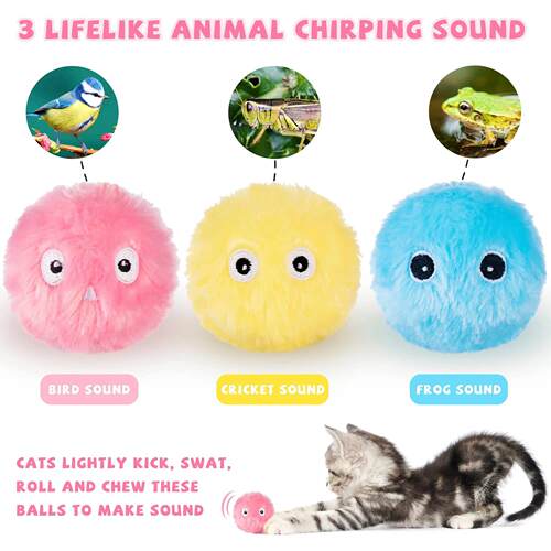 Pet Smart Fun Cat Toy Ball Simulate Birds Frog Sound Electri