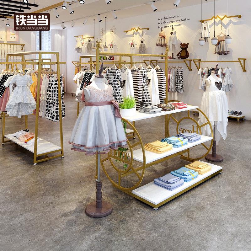 童装架子落地式货架儿童服装展示架中岛衣架流水台店铺陈列挂衣架