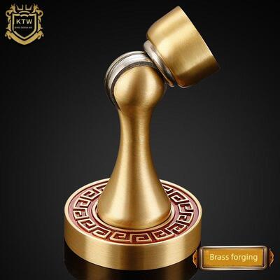 装甲铜动力黄铜图案门吸力门触摸卧室实木门吸力门阻力中国铜墙安