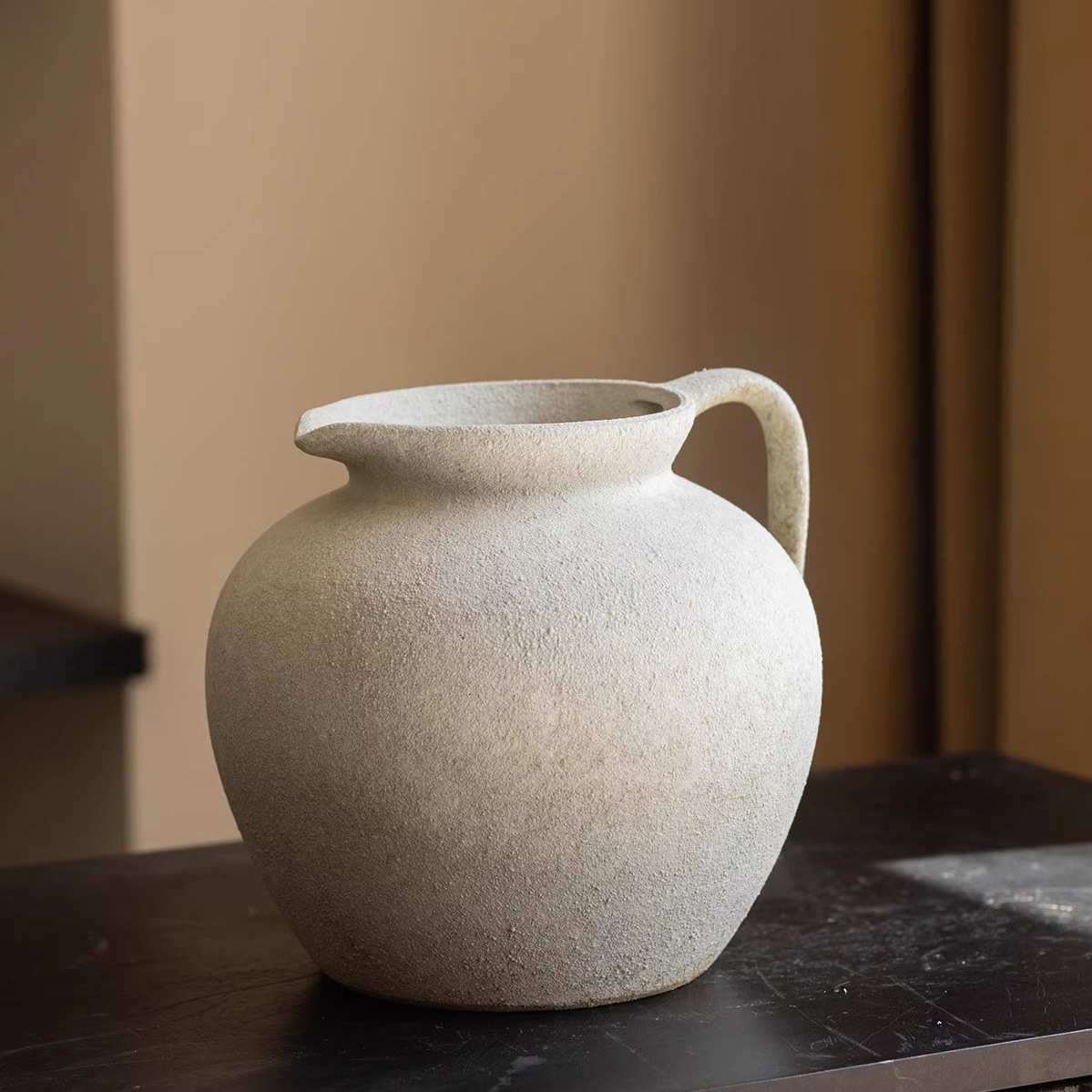 粗耳朵复古风花瓶陶瓷新日式景德镇插花创意寂侘陶罐器粗摆件中式