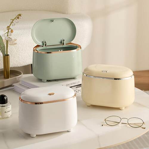 DX7L桌面垃圾桶客厅茶几办公室床头餐厅收纳筒卫生桶带盖可爱卧室