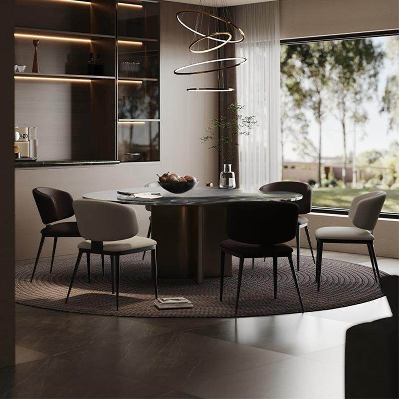 意式餐椅极简约家用奢靠个性背餐厅休闲2339座椅超纤皮简耐轻磨凳