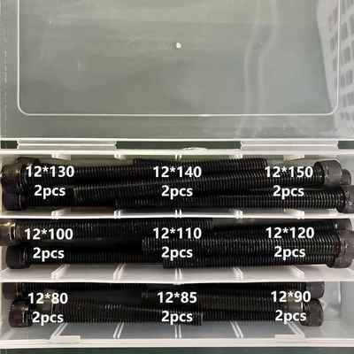 加长【M12】黑锌304不锈钢圆柱头内六角螺丝套装跨镜货源18pcs