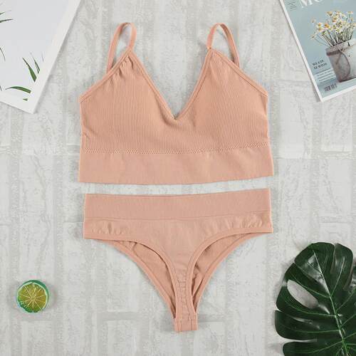 2Pcs Bra Set Underwear Set Women Panties Sexy G-String Seaml