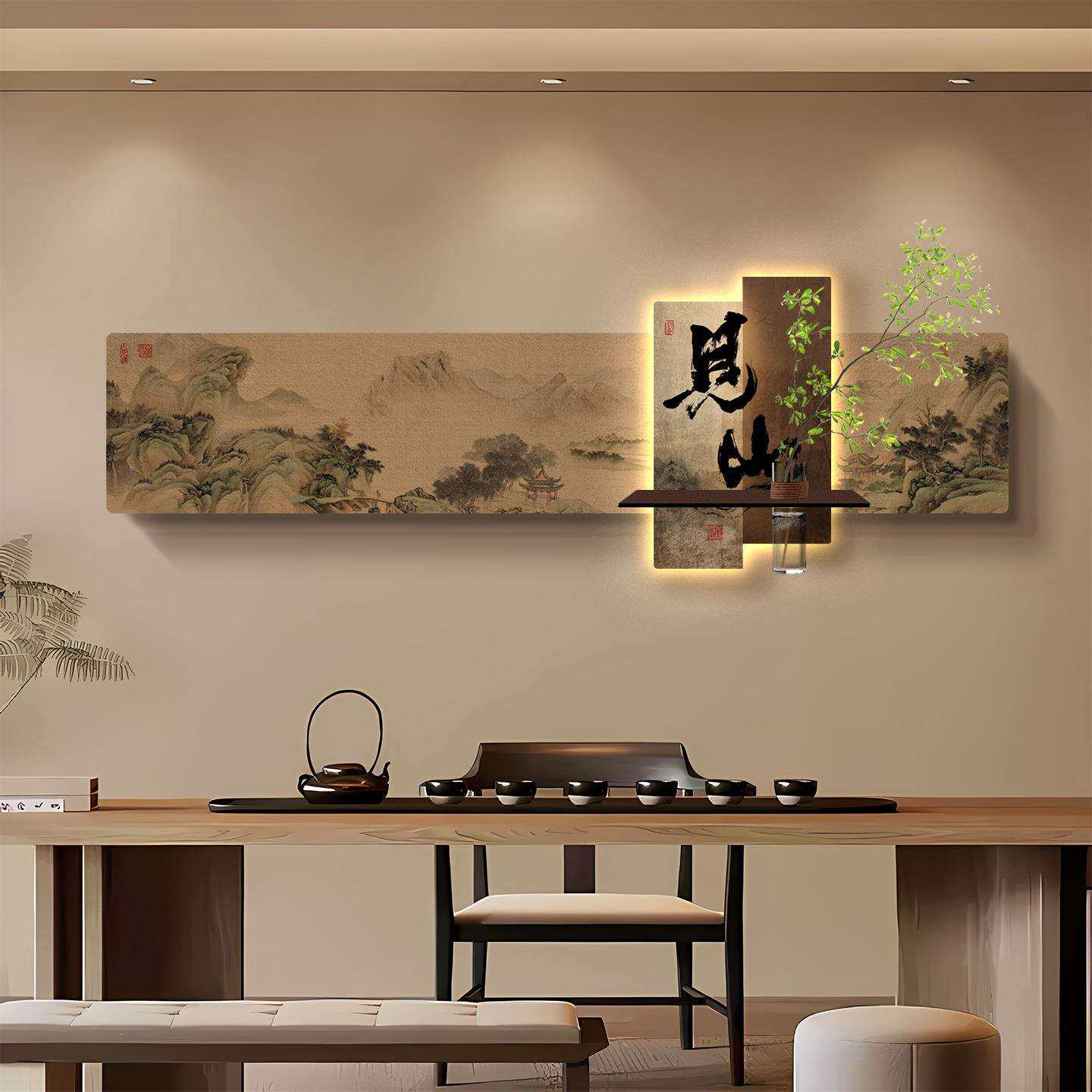 见山字画客厅装饰画茶室背景墙上其它园艺用品