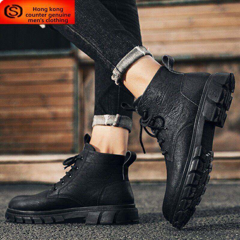 马丁靴男春秋季2025新款高帮英伦风真皮中帮皮鞋短靴工装男士靴子