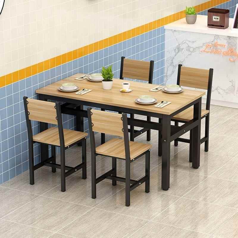餐厅家用餐椅长形无品牌/组合桌早餐小吃店方桌堂食快餐饭店桌椅4