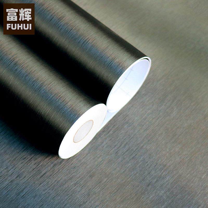 金银拉丝自粘墙纸防水酒店工程壁纸金属质感软片家具翻新贴纸防火