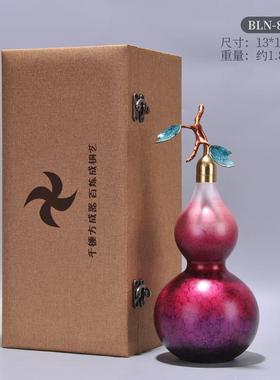 正品新中气式黄铜葫芦摆件紫东来空心开口全铜葫芦摆厅设客装饰纯