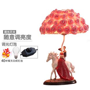 高档结婚台灯婚床灯卧室明灯浪漫温馨红色长闺蜜房智能头控制花瓣