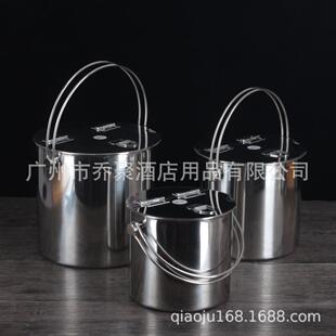 厂家直销加厚不锈钢糖水桶带提手翻盖便携冰桶外出冷饮桶茶水桶