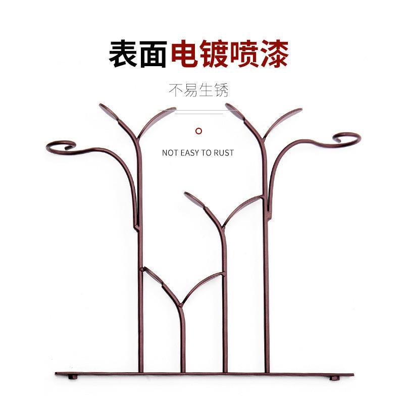 铁艺红酒架摆件家用创意树叶款葡萄酒架客厅酒柜展示架倒挂酒杯架