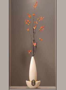 入户门玄关石来运转摆细长竖花高瓶件ltao8661猫感客厅陶瓷装饰品