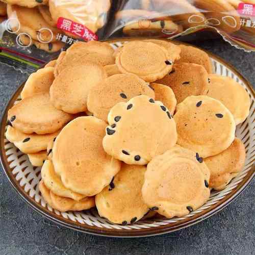 港益小元煎饼蛋圆薄脆小饼干黑芝麻味鸡蛋芝麻煎饼小包装儿童零食