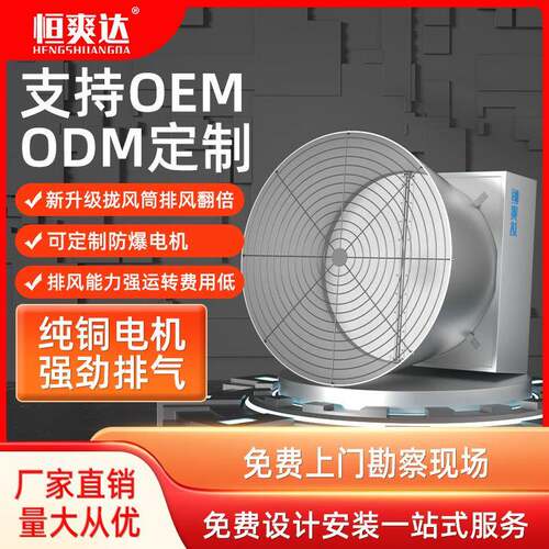 蝴蝶门拢风筒负压风机工业排气扇车间降温负压风扇