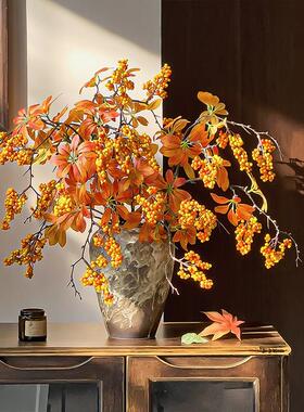 陶瓷花瓶发财果仿真花过年仿真绿植摆件客厅插花新中式侘寂摆件