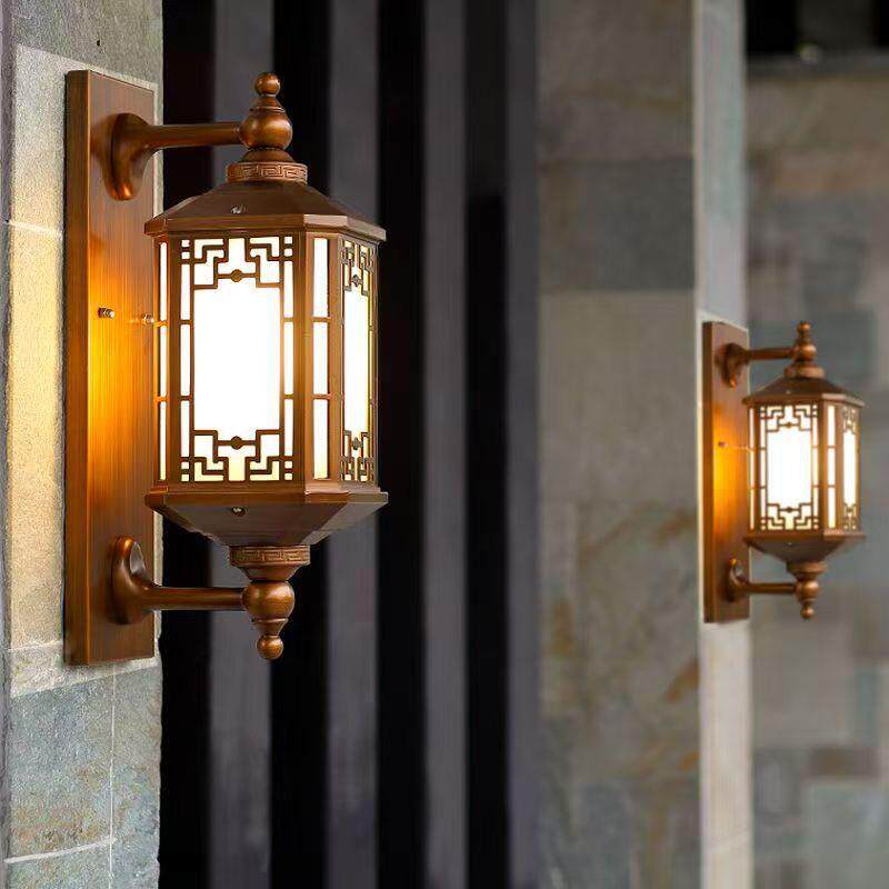 户外壁灯新中式防水别墅大门阳台庭院超亮复古室外院子太阳能墙灯