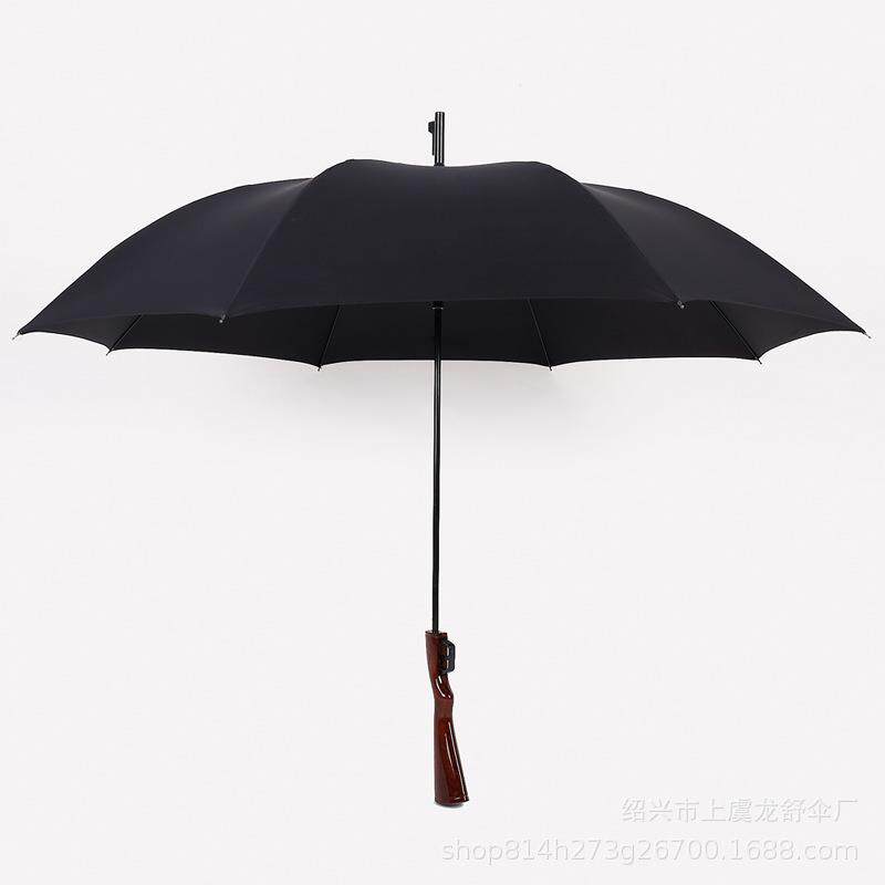 新款直销网红创意长柄直杆枪伞印刷LOGO定制图案礼品广告雨伞大量