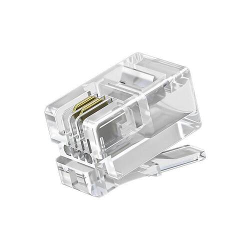 定制RJ9源头1000个一袋电话两芯6P2C纯铜镀金4P2C水晶头