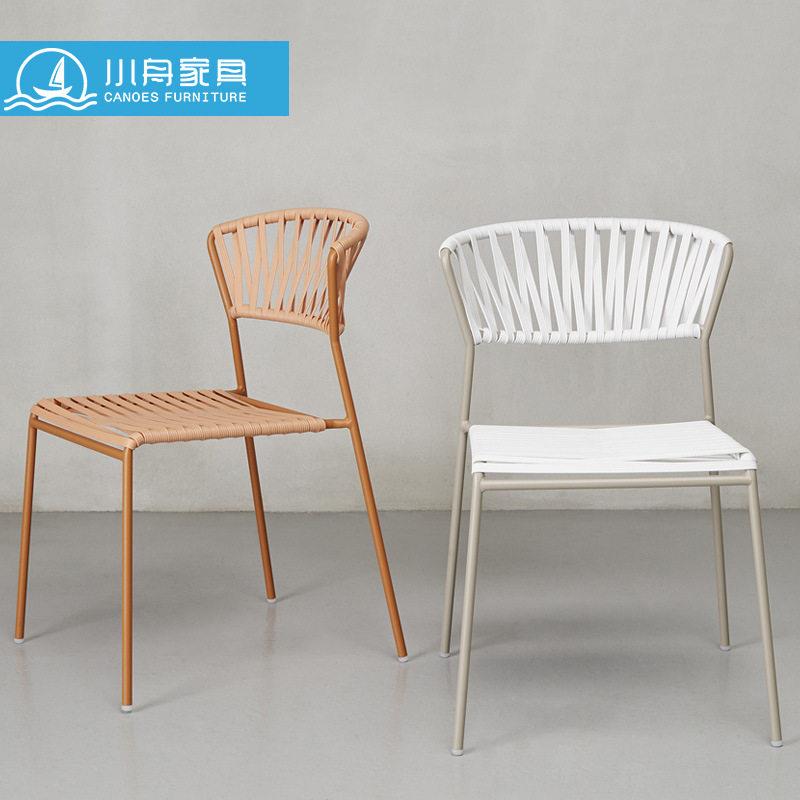 户外别墅庭院藤编休闲桌椅组合室外铝合金设计师餐椅防水防晒家具