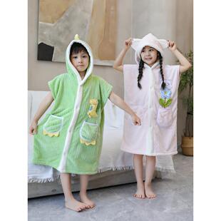 夏季儿童浴巾斗篷浴袍可穿戴包裹男孩和女孩游泳吸收和快干2025新