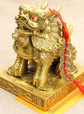 单角皮绣，纯铜钱，男女，双角皮绣，男女，一对招财保平安的办公