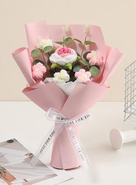 表白花束成品手工花编织花针织礼物毛线手捧花情人节七夕钩织花束