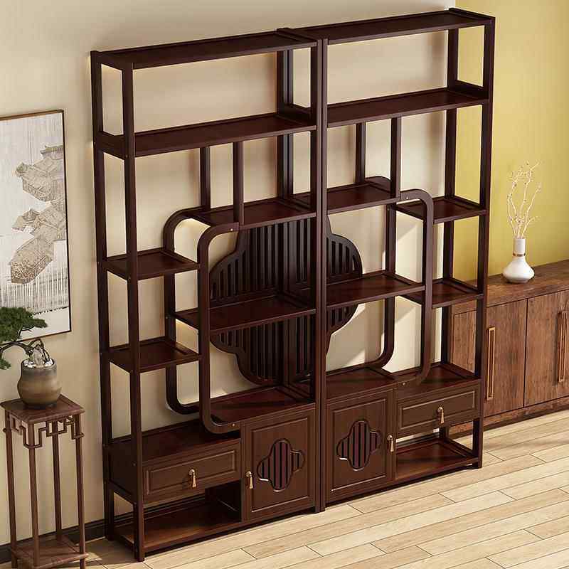 新中式博古架实木中式茶室装饰品置物架多宝阁摆件现代简约展示柜