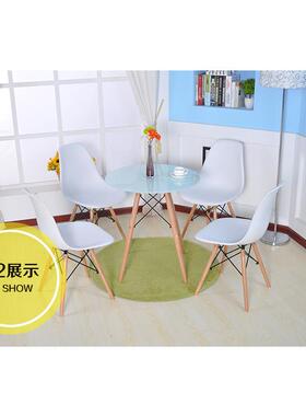 A89U洽谈桌小椅桌子化F8798JJ9玻璃圆桌茶几玻璃桌子圆钢钢L化餐