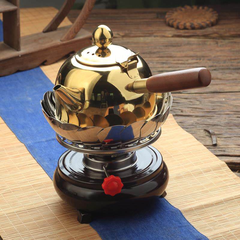 户外烧水功夫泡茶炉套装可携式防风酒精炉泡茶壶野外室外酒精灯煮