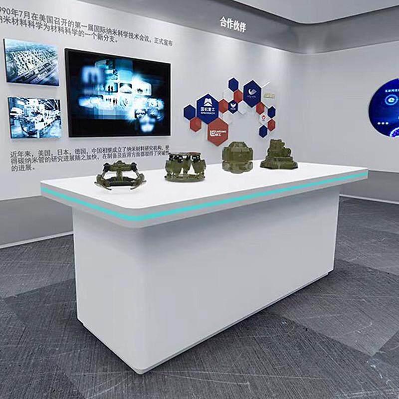公司展厅展示台科技烤漆门窗样角中岛手机店体验桌无人机发光展柜