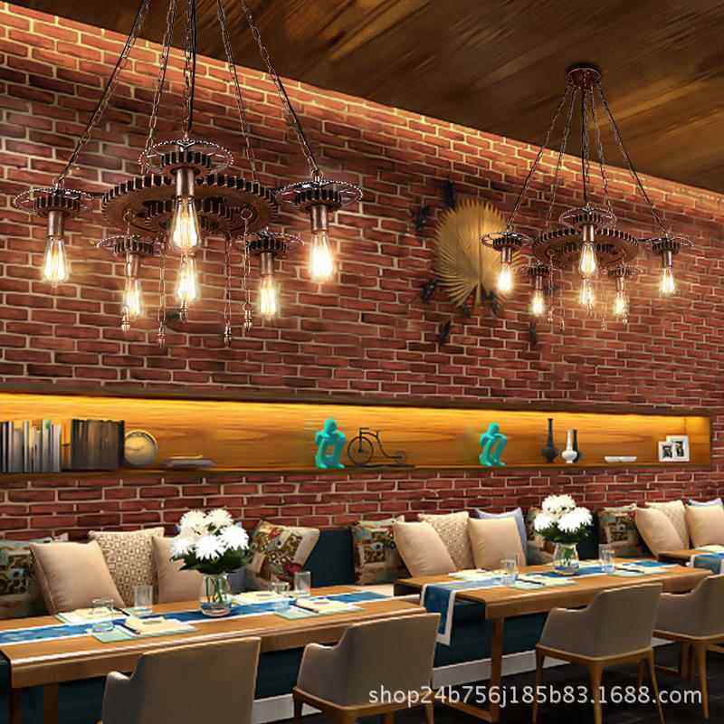 复古工业风齿轮祤歌吊灯酒吧饭美发理店怀旧创发意装饰性个店铺灯