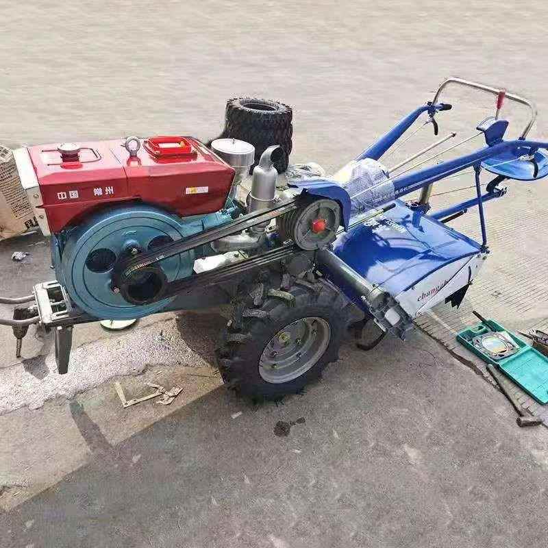出口195柴油手扶马机翻耕地旋耕机12力农用手扶拖拉机果园运输地