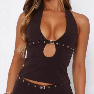 Women Floral Halter Neck Tank Top Sleeveless Backless Going