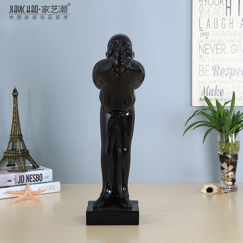酒店门口欢迎光临迎宾人物树脂摆件电视柜现代家居开业礼品669