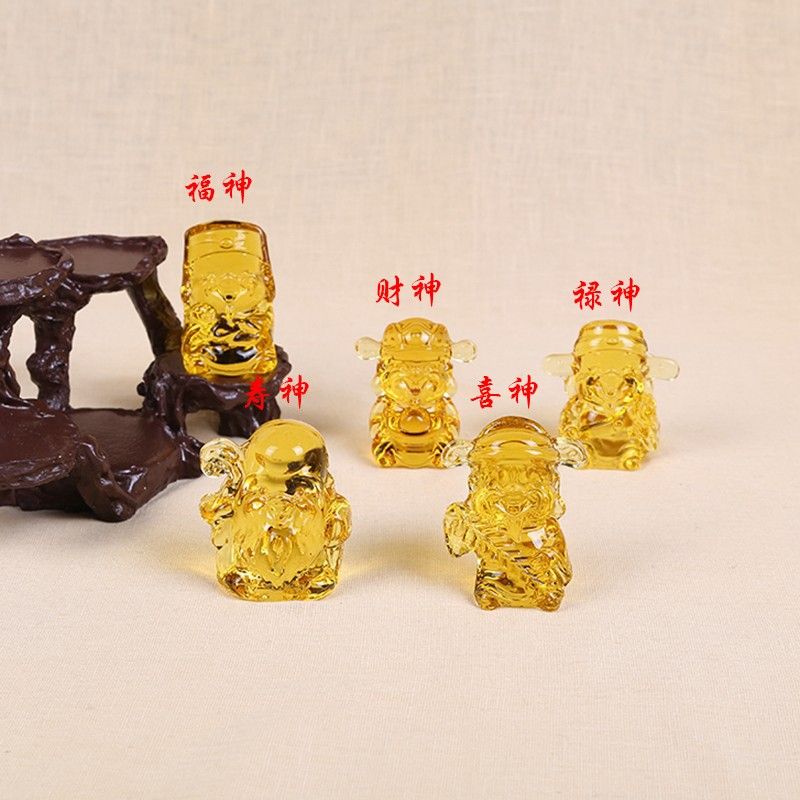 水晶琉璃五福财神摆件家居装饰开业婚庆礼品玻璃制品工艺品