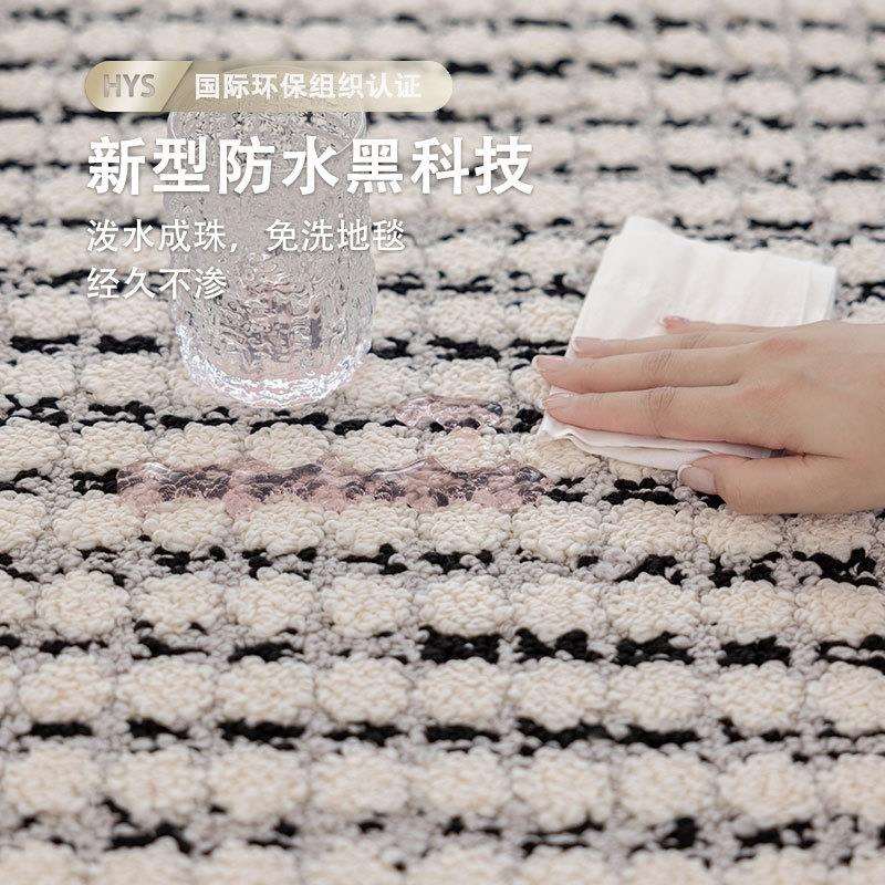 黑白格子北欧现代简约客厅卧室加厚地毯高级轻奢防水防污免洗可擦