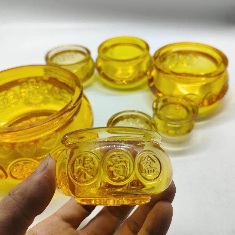 水晶发财树聚宝盆摆件黄色琉璃水晶元宝工艺品礼品公司开业庆典,家居饰品,蜡烛/蜡片,淘宝优惠券,粉丝福利购,淘宝优惠卷