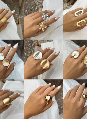 ALLYES Irregular Chunky Gold Silver Color Rings for Women Me