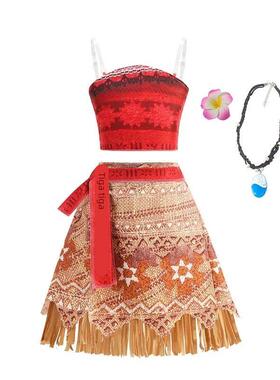 Summer Kids Princess Costume Children Moana Halloween Dress