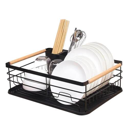 Home Drying Rack Dish Drainer With Drainboard Light Duty Bla