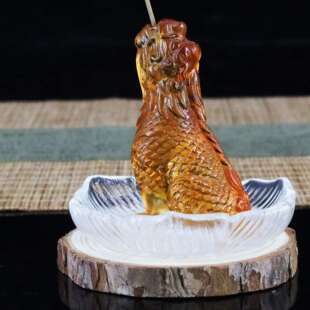 锋明琉璃狻猊香插香盘室内家用禅意摆件线香插望天吼中式熏香座