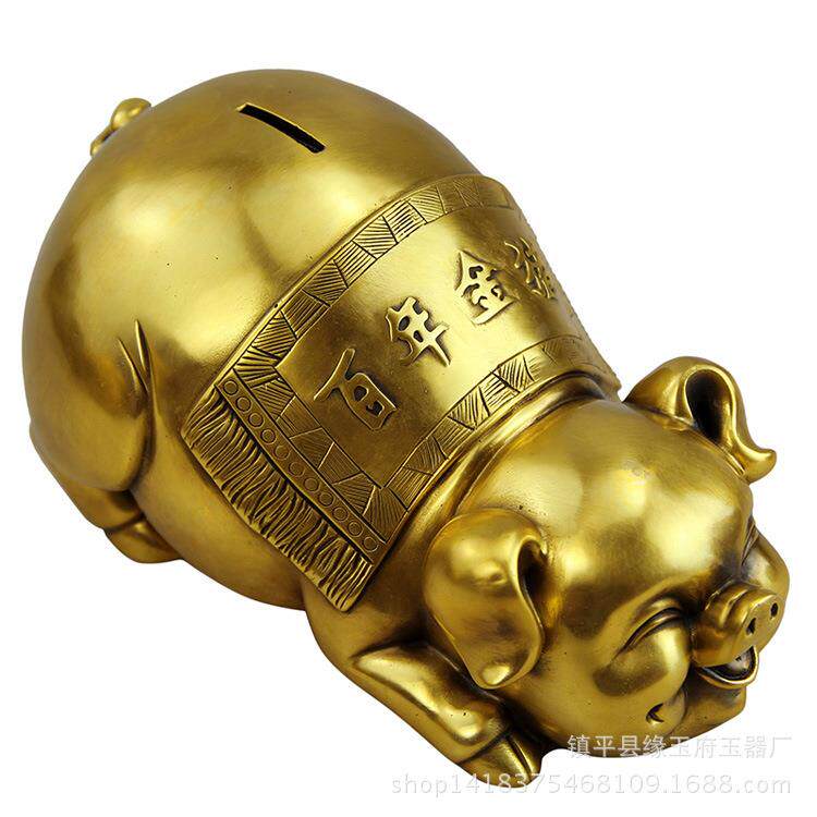 铜十二生肖百年金猪摆件储钱罐福猪创意家居装饰铜器金属工艺品