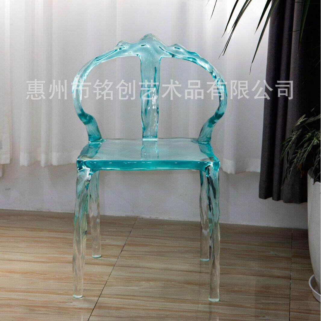 意大利晶透明树脂椅环氧水晶客厅餐桌椅罗奇堡小红书亚克力扶手