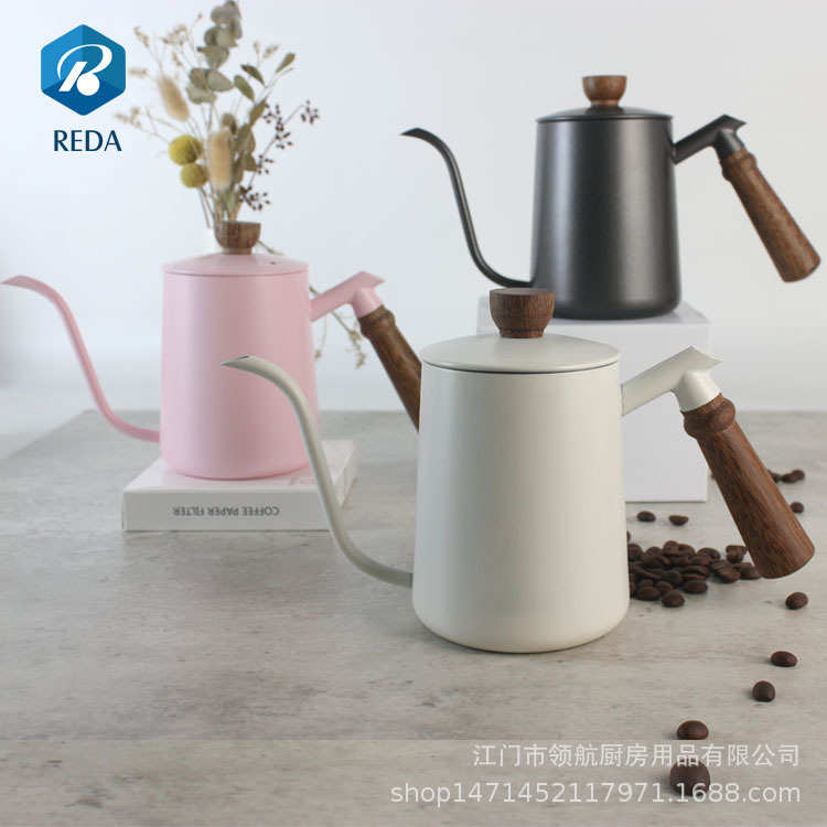 家用600ml鸡翅木手冲壶控水稳定长嘴细口壶不锈钢咖啡壶器具批发