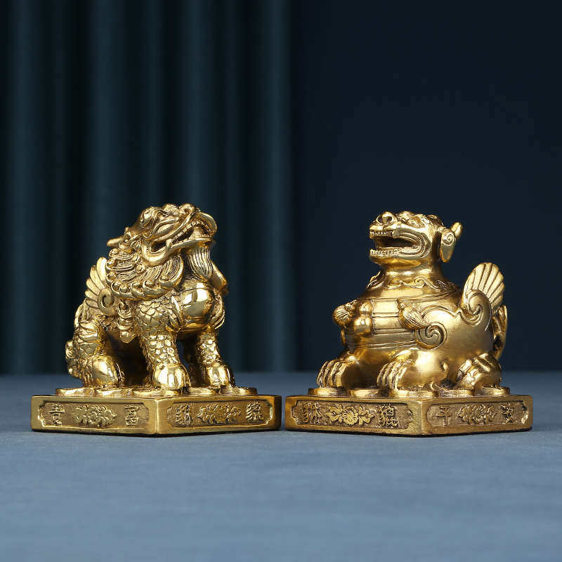黄铜貔貅摆件工艺品皮丘公母摆件摆设铜饰品