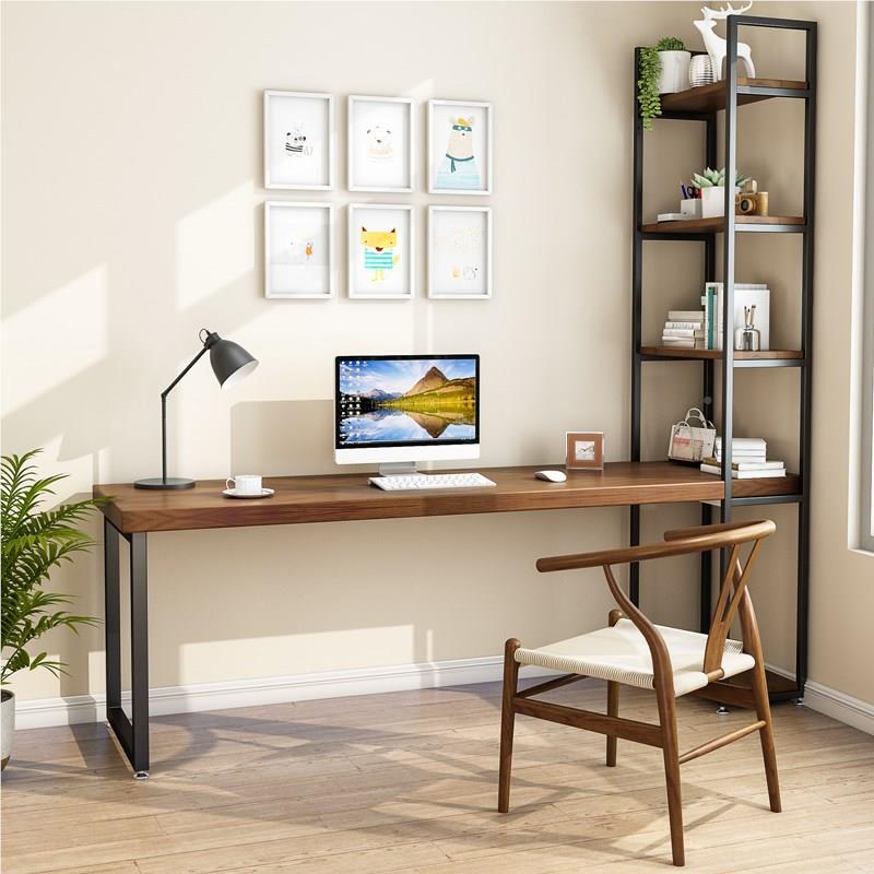 木电脑桌YN1102简一组合家用写字桌书桌体书架卧室长条约桌角落实